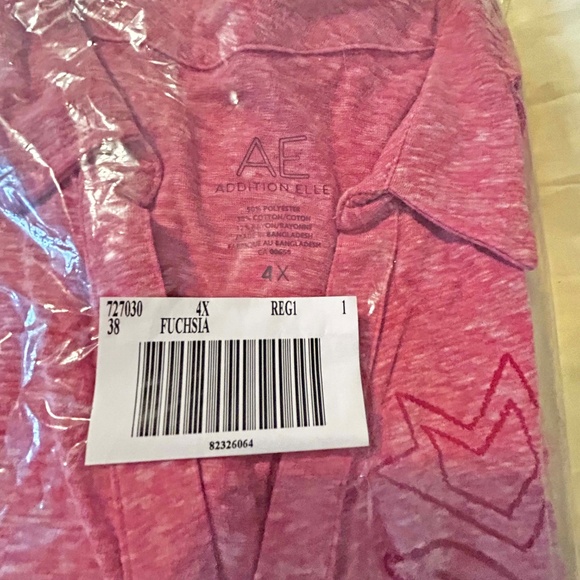 NEW PHOTOS! POLO TOP, SHORT SLEEVE, FUSCHIA, SIZE 4X, POLYESTER/COTTON/RAYON, - Picture 3 of 10